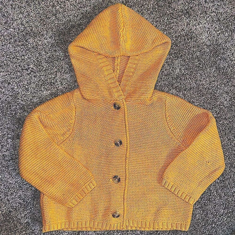 Old Navy Girls Knit Hooded Cardigan Jacket Sweater Gold Yellow Size 18mo - 24mo